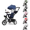 XUANYU 3in1 Triciclo Bambini Evolutivo Triciclo Bimba e Bimbo con Asta Parentale Regolabile/Removibile Triciclo Passeggino Leggero con Stoccaggio, Sedile Girevole e Cappottina Pieghevole (Blu)