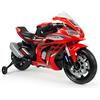 INJUSA - Moto Elettrica Honda CBR, per Bambini da 3 a 6 Anni, Batteria 12V, con Acceleratore a Pugno, Freno, Luci e Suoni, Connessione MP3, Velocità 6 km/h, Colore Rosso