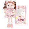LeyaDoll Personalized Soft Baby Doll Toys (16''), My First Baby Rag Doll for 1 Year-Old Girl Birthday Gift, Christmas Plush Toys Gift for Toddler Kids Infants-Princess-Breeze-Brown