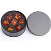 YlobdolY Set di dadi DND con scatola, set di 7 dadi poliedrici in acrilico per nebulosa Dungeon and Dragons D&D RPG giochi di ruolo dadi D20 D12 D10 D% D8 D6 D4 rosso giallo