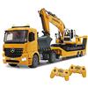 MGidea Kit Cantiere Escavatore LIEBHERR RUSPA R936 Benna in metallo + Camion CARRELLONE TIR Mercedes Trasporto Mezzo pesante Cantiere