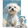 AITEXI puzzle 1000 pezzi per adulti Ritratto di cane maltese Giocattolo educativo intellettuale decomprimente Migliorare l'amore tra le coppie 52x38cm