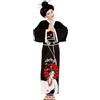 CARTOON Costume di Carnevale Geisha Donna Travestimento Orientale Elegante con Kimono Cintura e Bacchette per Capelli Abito Giapponese Tradizionale per Feste Eventi a Tema Spettacoli e Cosplay