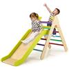 RELAX4LIFE Triangolo da Arrampicata con Scivolo per Bambini, Scala per Arrampicarsi in Legno, Triangolo Stabile, Parco Divertimenti per Bimbi 1+ Anni (Modello 2 Colorato)