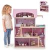 HOMASIS Casa delle Bambole in Legno per Bambini, Bella Casa da Sogno Principessa per Bambole, Casseta da Gioco per Bambini 3+ Anni (Modello 2, 63 x 25 x 78 cm, Rosa)