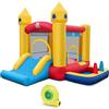 COSTWAY Castello Gonfiabile 6 in 1 con Soffiatore 480W, Gonfiabile per Bambini con Scivolo, Area di Salto, Canestro, Piscina di Palline, Lancio di Anelli e di Palline, per Interno Esterno e Feste