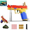 G FIRING Pistola giocattolo a blocchi da costruzione, pistola automatica a espulsione con guscio con divertimento fai da te, si adatta alla maggior parte dei sistemi di mattoni da costruzione, include figurine