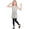DEGUISE TOI Costume disco nero con paillettes argentate per bambina - Argento - 7/9 anni (M)