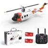 Kidaromo F07S UH-1 Huey RC elicottero, 1/34 2.4GHz 6CH Brushless Flybarless elicottero telecomando con posizionamento GPS e LED, aereo RC a trazione diretta per adulti-livrea bianca di salvataggio