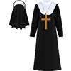 Generico Nun Costume - Abito di Halloween per ragazza, cosplay a tema evento con collana e copricapo a pendente incrociata, vestito da ruolo per chiesa, evento, religioso, festival, festa, 52,36 pollici
