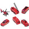 Gucagle Set di giocattoli per camion dei pompieri Confezione da 6 mini modelli in lega pressofusa Veicoli educativi portatili Regalo per bambini per bomboniere per feste di compleanno