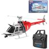 WYFTOY Elicottero RC 206 in scala 1/33, 2.4G 6CH senza Aileron 206 elicottero con posizionamento del flusso ottico (versione RTF/rosso, nero e bianco)