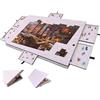 Generic Tabellone Puzzle Inclinabile con Copertura del Supporto Regolabile, Tabellone Puzzle in Feltro Leggero con 6 Cassetti Colorati, 1000-1500 Pezzi per Tavolo da Giochi Adulti, Light Brown 77*53.6*4.2cm