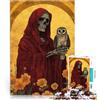 SYUNFEI Santa Muerte con gufo Puzzle 1000 pezzi per adolescenti Giocattoli che creano dipendenza e sfidano l'intelligenza del cervello Lista dei desideri con Babbo Natale 38x26cm
