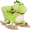 HOMCOM Cavallo a Dondolo con Ruote, Cavalluccio a Dondolo a Forma di Drago per Bambini 18-36 Mesi, in Legno e Peluche Verde