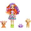 Enchantimals Ecnhantimals Sunshine Beach Famiglia di Golita Goat Bambola con criniera lunga e colorata e gonna a fiori, include 3 animali domestici capra, giocattolo regalo per bambini e ragazze +3 anni, HXC00