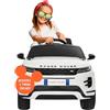 BabyCar Range Rover Evoque | Macchina per Bambini Elettrica Telecomandata 12V 2 Motori 35W | Auto Elettrica per Bambini 2 Posti con Sedile in Pelle | Licenza Ufficiale | Bianco, MP4, Occhiali-Targa