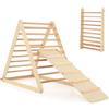 RELAX4LIFE Triangolo da Arrampicata con Scivolo per Bambini, Scala Pieghevole per Arrampicarsi in Legno, Triangolo Stabile, Giocatoli Montessori per Bambini 1+ Anni (Naturale)