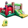 COSTWAY Castello Gonfiabile per Bambini con Soffiatore 680W, Grande Casa Gonfiabile con Doppio Scivolo, Piscina di Palline e Gioco di Lancio ad Anelli, da 3 a 12 Anni, per Interno o Esterno