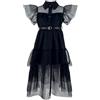 JOPHY & CO. Costume Vestito Bambina Donna a Manche Lunghe Cosplay Halloween Carnevale (cod. 7078) (12 anni, Nero Tulle)