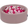 KiddyMoon Fodera con Cerniera per Piscina per Bambini 90X30cm/200 Palline, Erica: Beige Pastello/Rosa Chiaro/Perla/Rosa Scuro