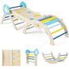RELAX4LIFE Set da Arrampicata per Bambini, Triangolo di Arrampicata con Scivolo e Arco, Gioco di Incastri in Legno, Gioco Montessori per Bambini 1+ Anni (Marinaio-3 Pezzi | Macaron)