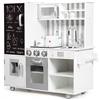 RELAX4LIFE Cucina Giocattolo in Legno per Bambini, Mini Cucina con Forno, Microonde e Frigorifero, Effetti Luminosi e Sonori, Natale/Compleanno/Feste