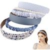 Songella Cerchietti per Capelli Donna Fasce per Capelli Stile Fiori Colori Puri Perle Raso Gioielli Capelli alla Moda 6 Pezzi per Donne Ragazze (Blu)