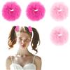 JJUNW 4 pezzi di peluche Scrunchie elastici per capelli per ragazze, coda di cavallo, per bambini (rosa + rosa)