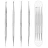 Jeffdad Set di 4 penne per dotting, in acciaio inox professionale, con strass, per nail art fai da te (argento)