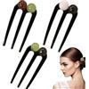 Roioiow Elegante forcina cinese a forma di U, 3 pezzi, per acconciature e chignon, accessorio vintage per donne