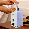 Meigons Scaldaolio per massaggi, scaldabagno per massaggio, scaldaboli per il corpo per spa, con due dispenser per bottiglie di olio, temperatura regolabile (bianco)