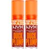 NYX Professional Makeup Duck Plump Gloss Lucidalabbra Tonalità 06 Brick Of Time Rimpolpante Finish Lucido Luminoso per Labbra Grandi e Carnose con Zenzero e Peperoncino - 2 Lipgloss da 7ml