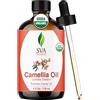 SVA ORGANICS Olio di Camelia Organic USDA 4 Oz Puro Olio vettore spremuto a freddo naturale per la cura della pelle, capelli, detergente viso, shampoo