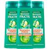 Garnier Fructis Rigenera Forza Shampoo Fortificante Capelli Fragili con Estratto di Mela e Niacinamide Aspetto Sano Luminoso - 3 flaconi da 250 ml