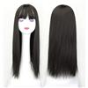 LXUE Topper per capelli sintetici da donna, lunghezza 55,9 cm, dritto, con frangia per diradamento dei capelli, colore nero sporco