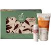 Officina Naturae | Mini-Kit Proteggimi, Patchouli e Mou Toffee, Crema Mani 50 ml e Burro Cacao Labbra con Pochette, Ingredienti Naturali e Biologici
