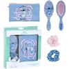 Disney Stitch - Set di accessori per capelli, spazzola per capelli + borsa cosmetica + 2 elastici per capelli, set regalo da 4 pezzi