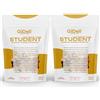 GiDeli Mangime studentesco Premium 2 x 1 kg miscela di frutta con arachidi, anacardi, nocciole, mandorle, noci, uvetta, mirtilli rossi e banane chips senza additivi