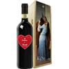 Bottle-Up Regalo San Valentino - Bottiglia Chianti DOCG personalizzata e cassa legno - Idea regalo innamorati, anniversario di fidanzamento e di matrimonio (Cuore, Il Bacio di Hayez)