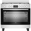 Beko Cucina a Gas 5 Fuochi Forno Elettrico con Grill 90x60 cm Classe A+ con Coperchio colore Argento - BGM11226EX