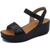 Igi&Co 5668700 Capra Nero Sandali per Donna in Pelle con Zeppa Media e Doppio Strappo (Taglia 40)