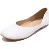 Lizoleor Ballerine Donna Piatte Punta Quadrata Senza Chiusura Scarpe Comodo Casual Pianta Larga Solid alla Bambola Bianco Numero 38 EU/39CN