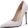 WOkismD - Décolleté da donna in pelle verniciata, con punta sexy e tacco alto a spillo, slip on, per feste, matrimoni, balli studenteschi, 12 cm/4,7 pollici
