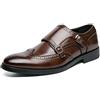 Kanggrei Mocassino da Uomo con Doppia Fibbia Monk Strap in Pelle PU con Punta ad Ala Oxford, Scarpe Eleganti Casual comode da Uomo Formali(Color:Nero,Size:44 EU)