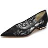 FGRID Ballerine da Donna con Punta Chiusa, Ballerine da Sposa Sexy a Punta in Rete di Pizzo, Scarpe Dolly con Tacco Basso ritagliate,Nero,41