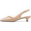 HDEUOLM Donna Gattini Basso Tacco Heel a Punta Sandali Slingback Slip-on Pumps Feste Dress 3.5 CM Heels Beige 38 EU