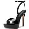 Castamere Donna Spillo Alto High Tacco Heel Aperte sulla Punta Cinturino alla Caviglia Slingback Sandali Piattaforma Clear Sexy da Matrimonio 13 CM Heels Nero Verniciata 37 EU