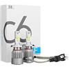 Car Passion Coppia kit lampade luci LED auto moto fari COB H4 C6 7600LM 36W 6000K headlight luce bianca lampadine bulbi automobile