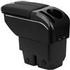 ZENVI Braccioli Compatible with Ford Fiesta Braccioli 2008-2016 Console Centrale Organizer Immagazzinaggio Scatola Stile Doppia Porta Utilizzabile Per Autisti Supporto Gomito (Stile Nero)